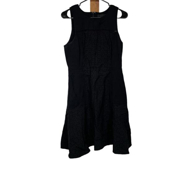 J. Crew Collection Black Ponte Eyelet A Line Dress Size 6 - Picture 1 of 9